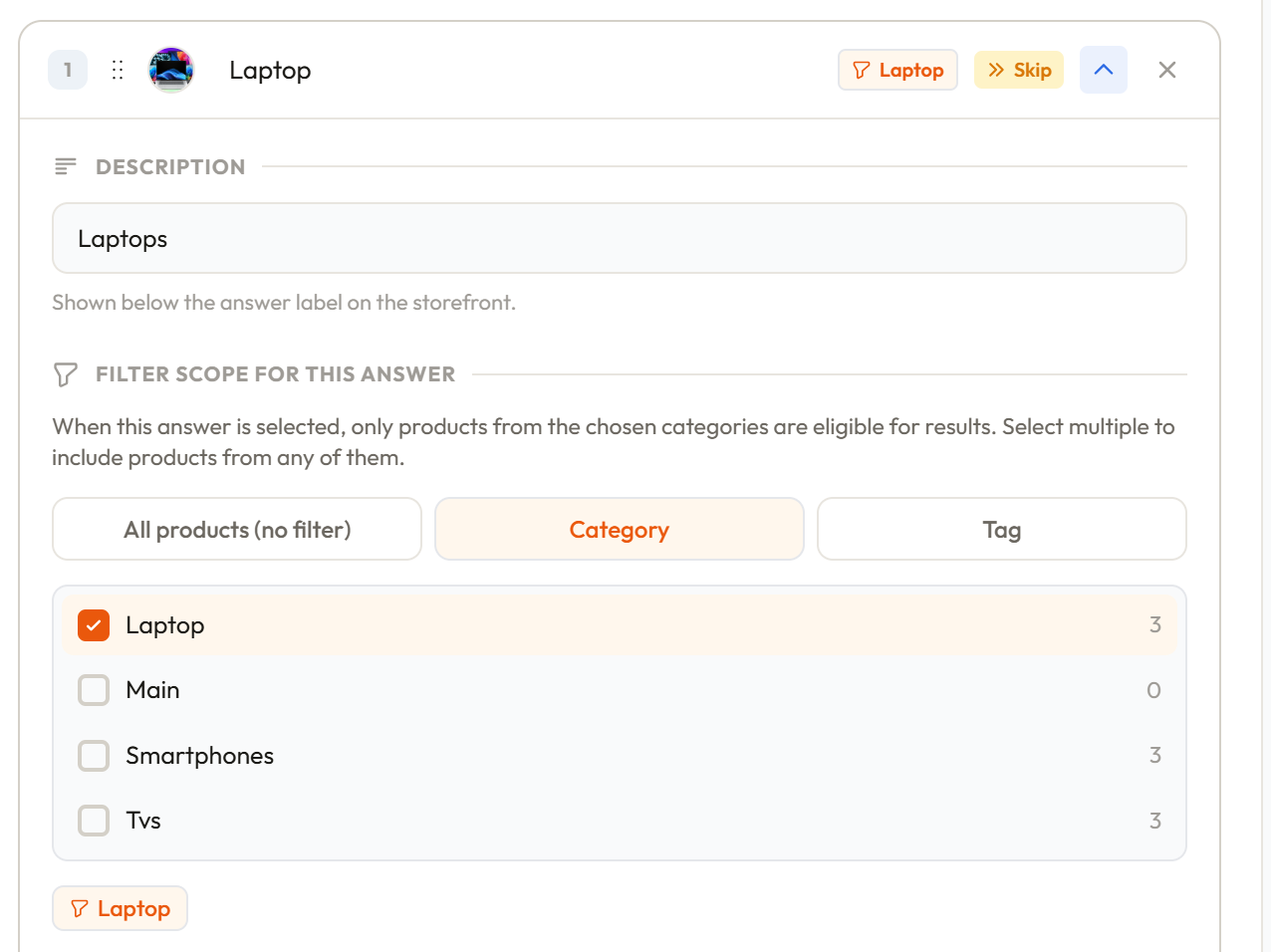 Setting filter scope on an answer