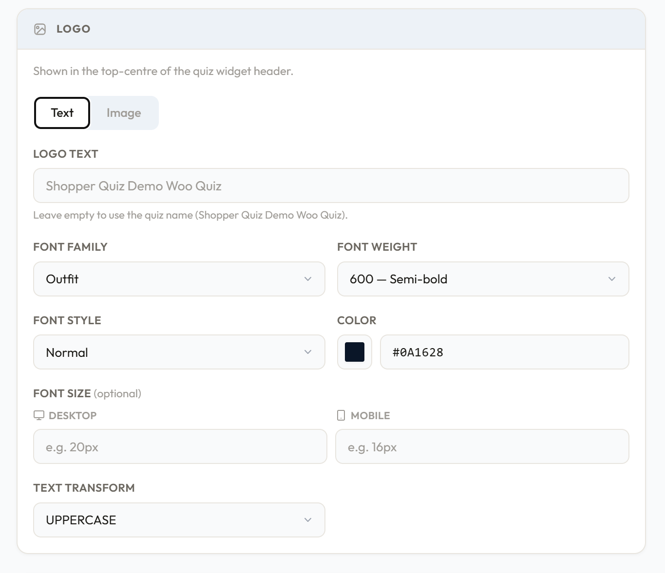 Logo settings